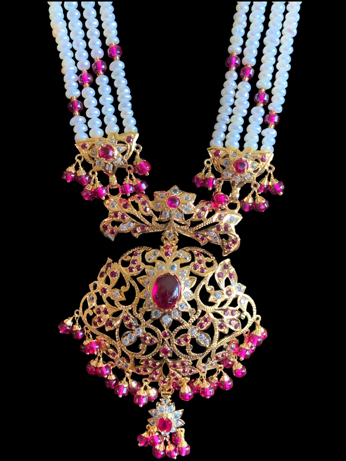 MAHNOOR gold plated silver Rani haar in rubies ( READY TO SHIP )