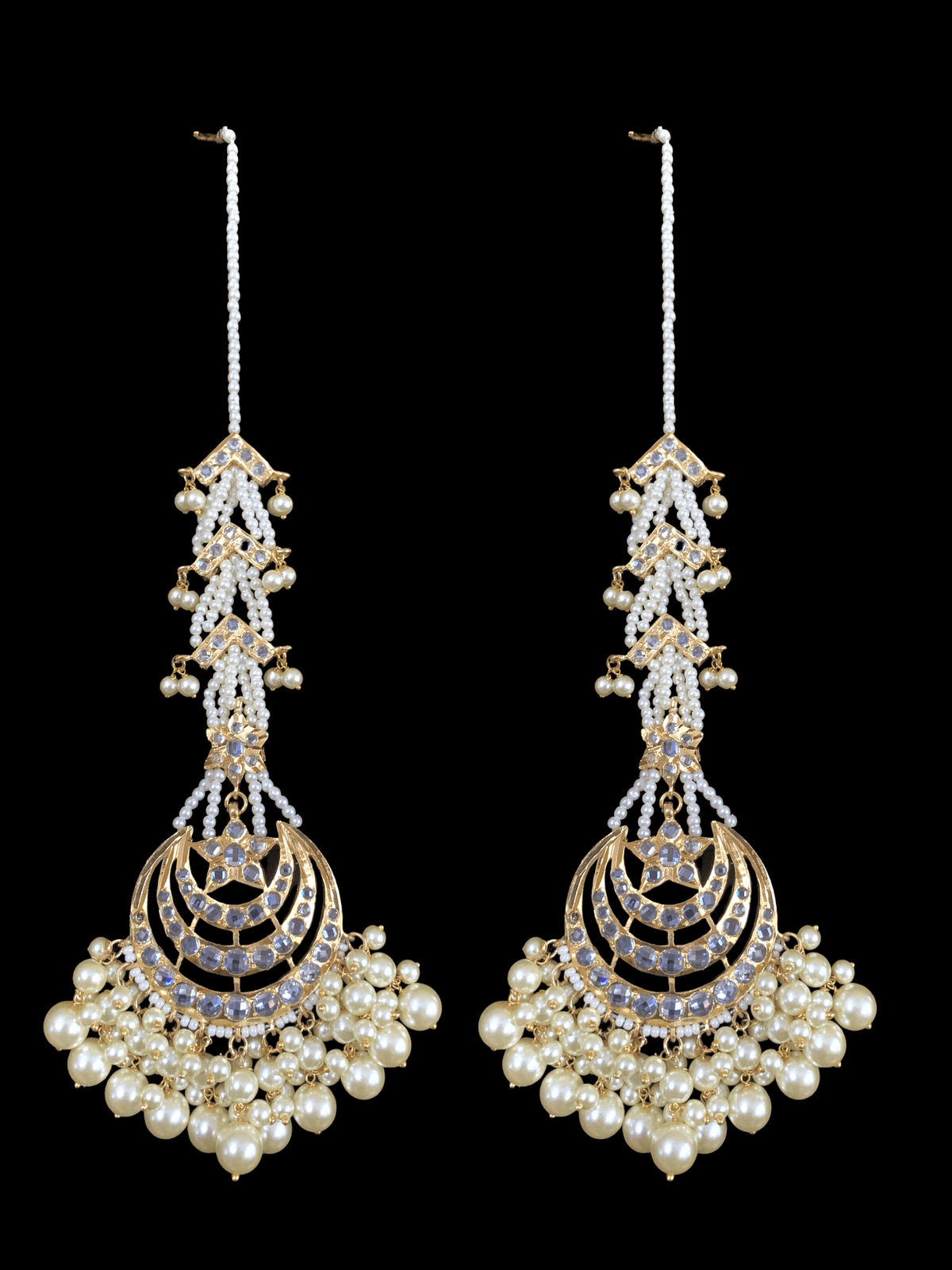 DJET38 Tahura earrings tika in pearls  ( READY TO SHIP )