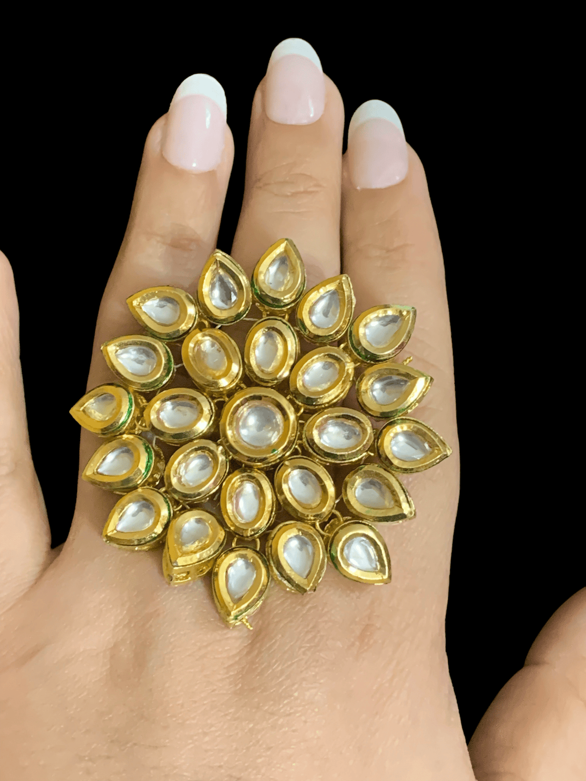 DJR71 Oversized  Kundan statement ring ( READY TO SHIP )