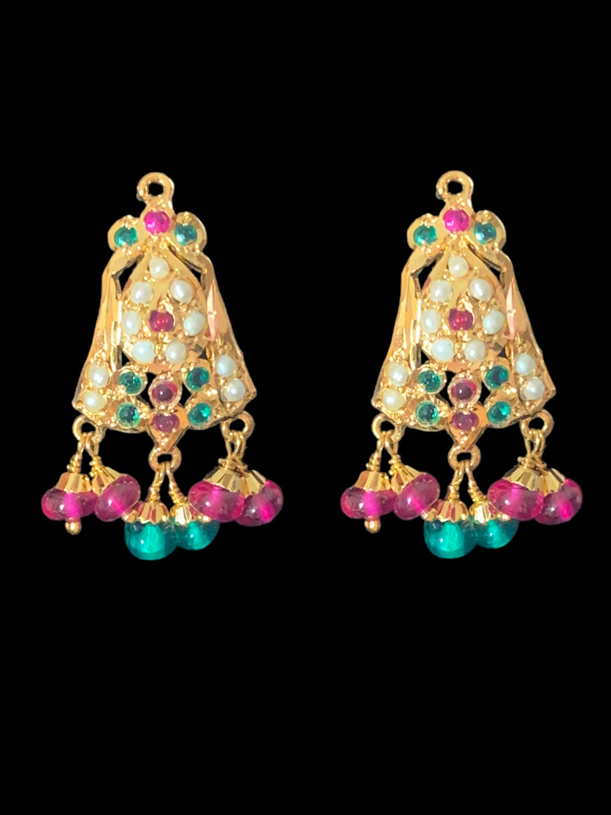 Gold plated silver pendant set in ruby emerald ( SHIPS IN 5 WEEKS  )