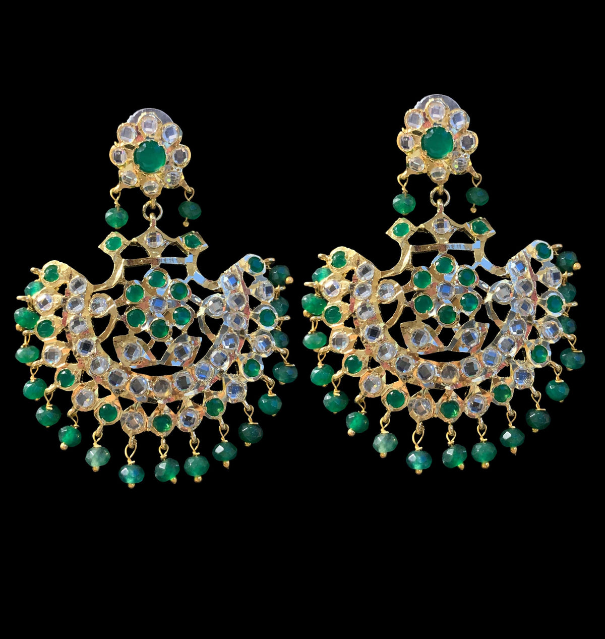 DJET21 Saha  chandbali tika in emeralds ( READY TO SHIP )