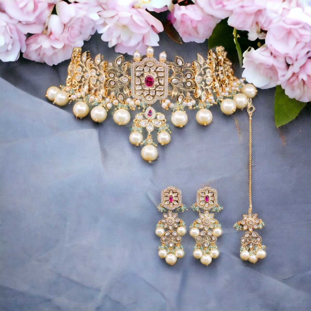 C96 Sidra choker set with tika ( READY TO SHIP )