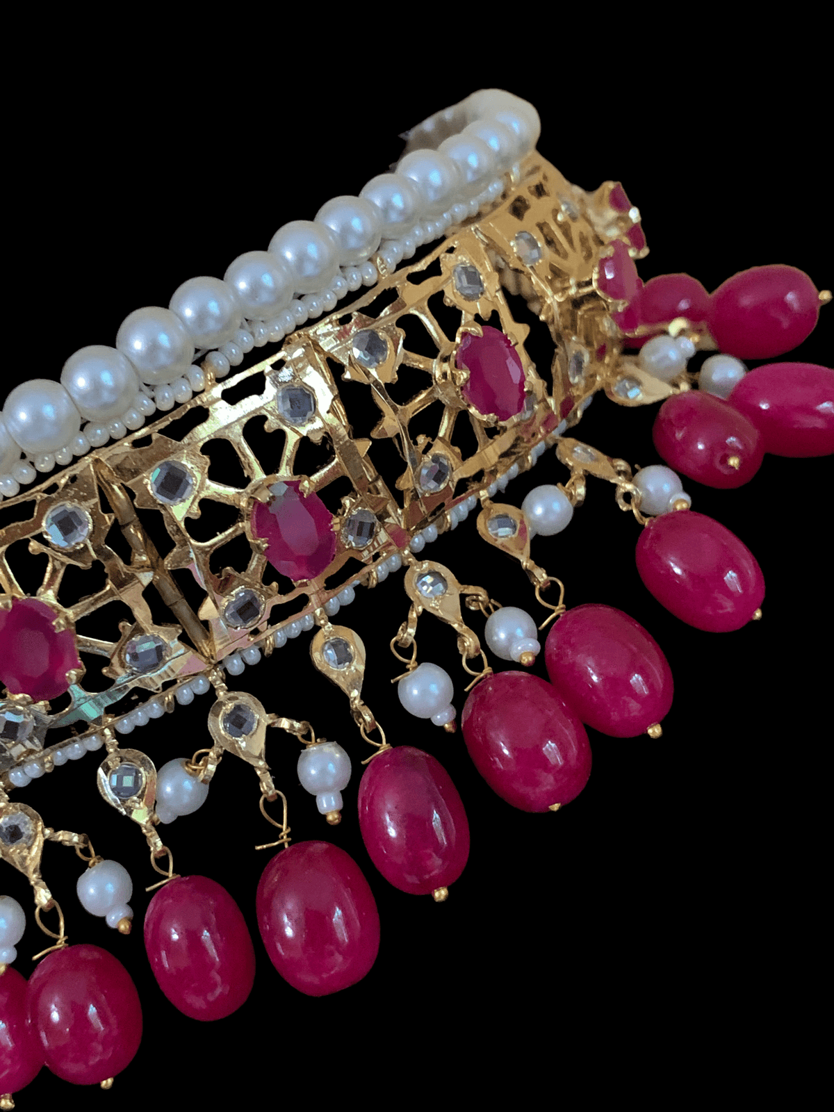 C109  Insia jadavi lacha in ruby beads (READY TO SHIP  )