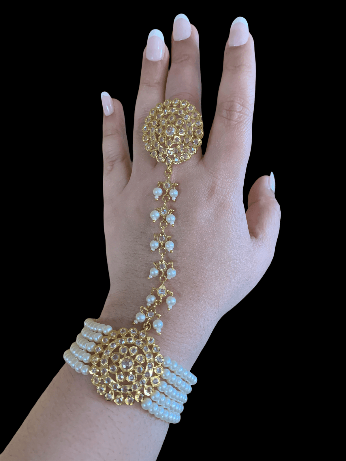 HP12 Trikha haath Phool (pearls  )  -ONE PAIR( SHIPS IN 4 WEEKS  )