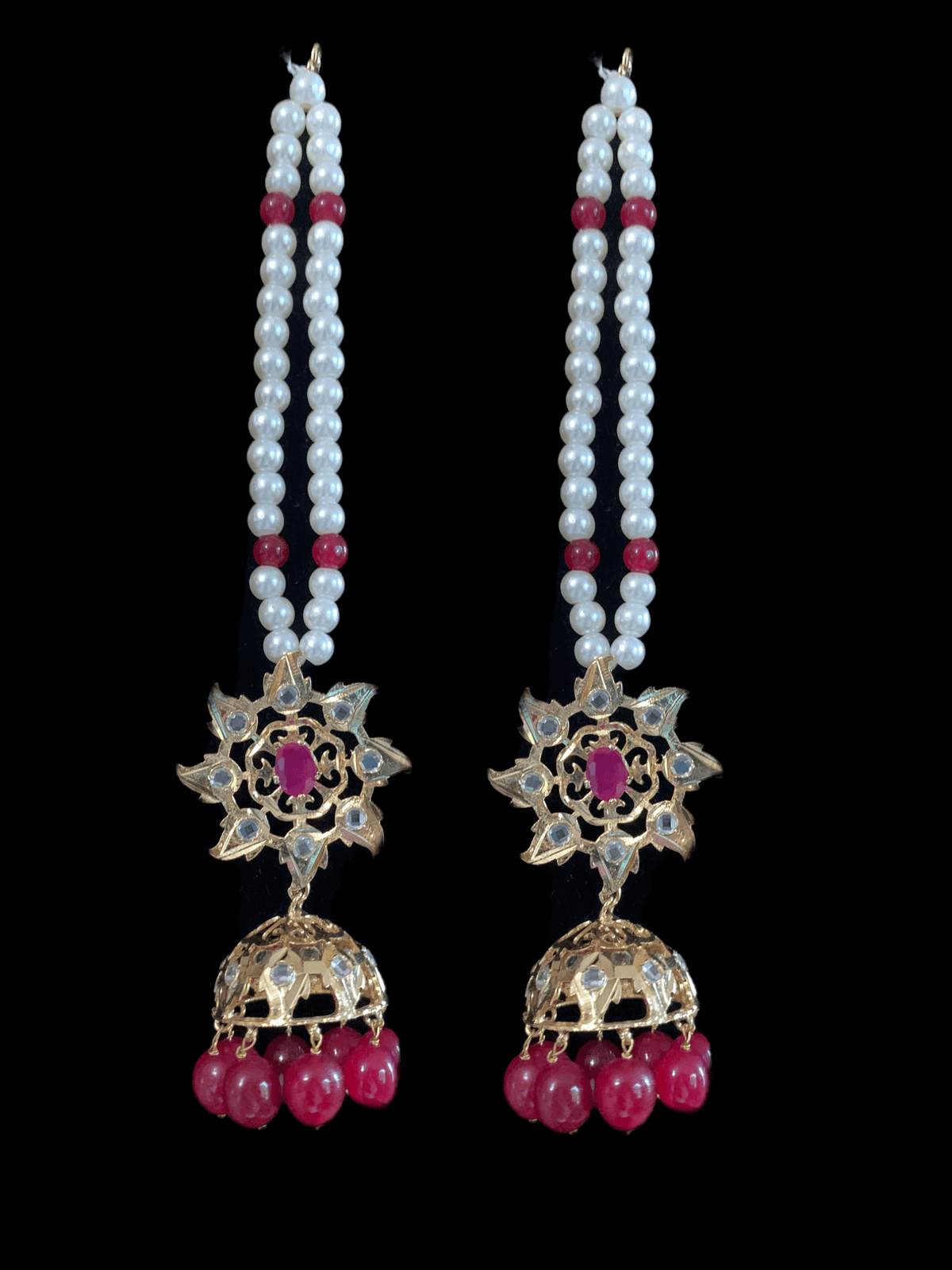 C109  Insia jadavi lacha in ruby beads (READY TO SHIP  )