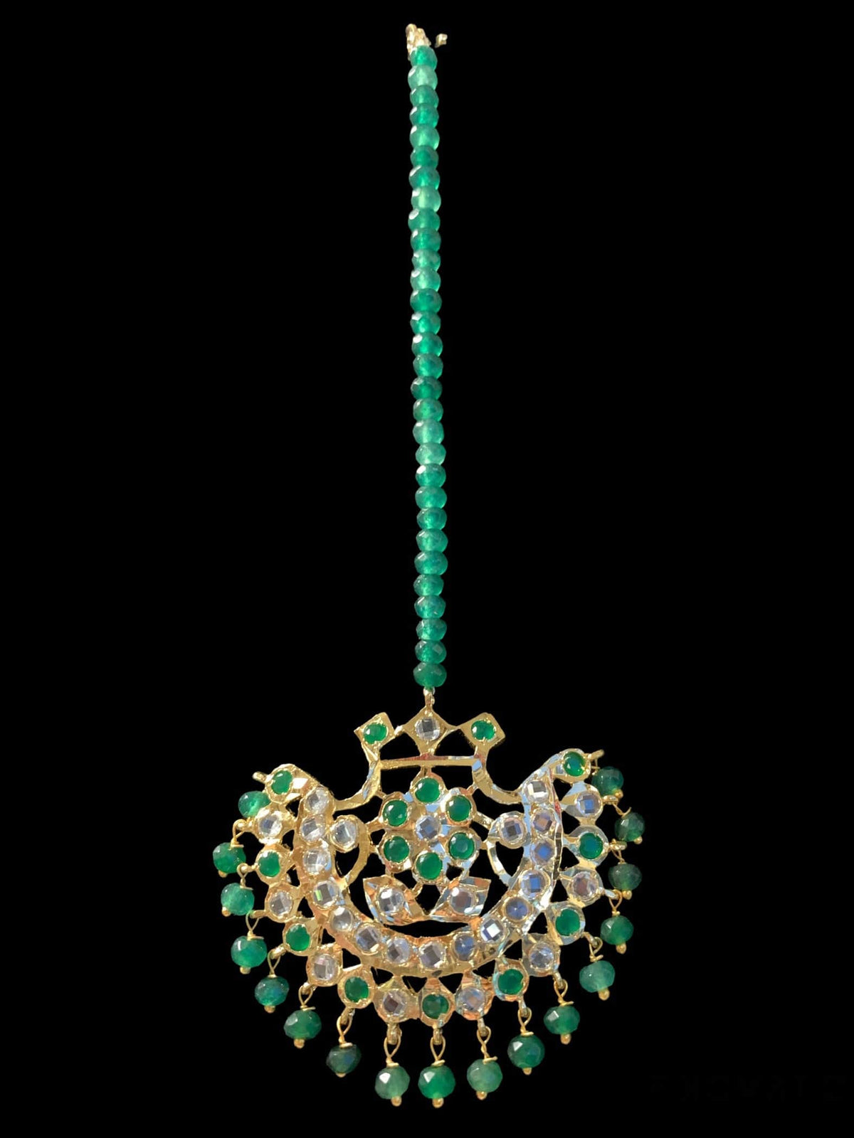 DJET21 Saha  chandbali tika in emeralds ( READY TO SHIP )