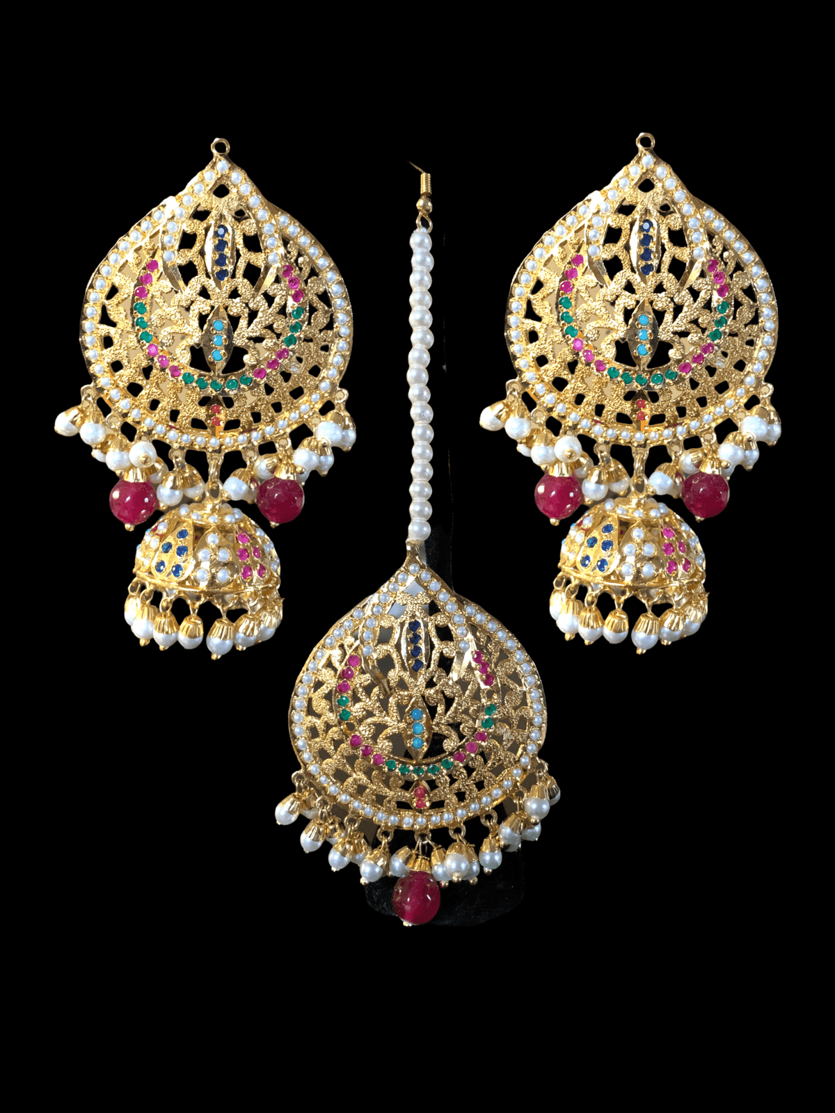 DJET2 navratan jhumka  earrings tika ( READY TO SHIP )