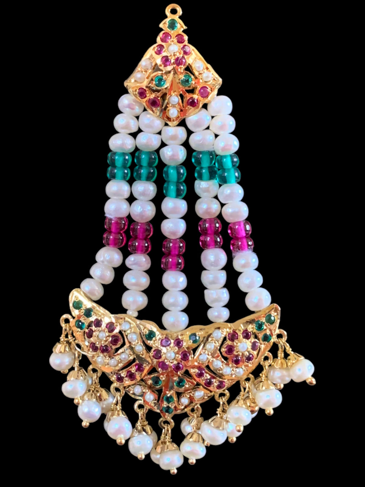 Gold plated silver ruby emerald jhoomar earrings ( READY TO SHIP )