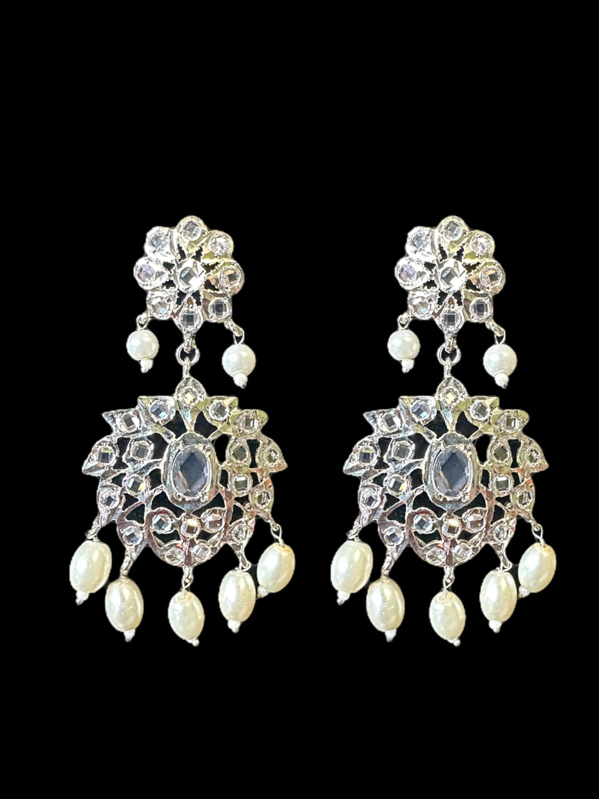SAT76 Farmana three layer Hyderabadi  necklace with earrings ( READY TO SHIP )