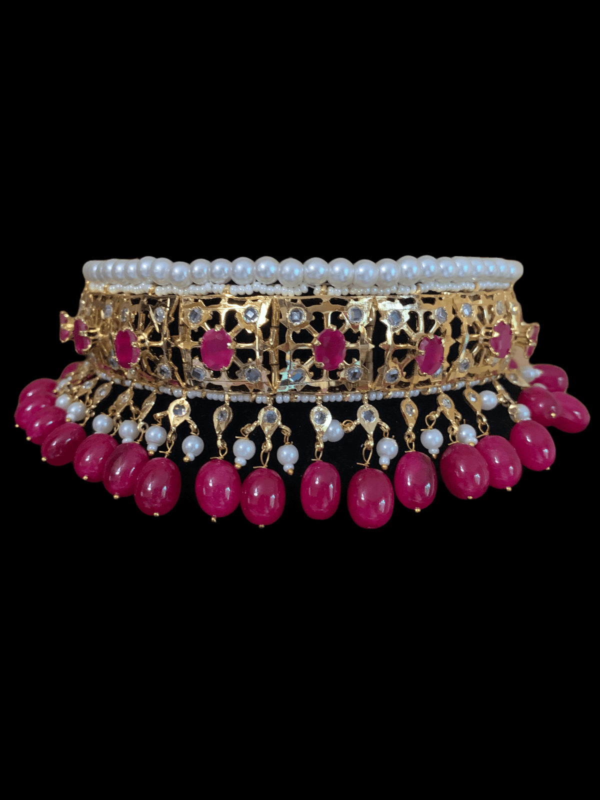 C109  Insia jadavi lacha in ruby beads (READY TO SHIP  )