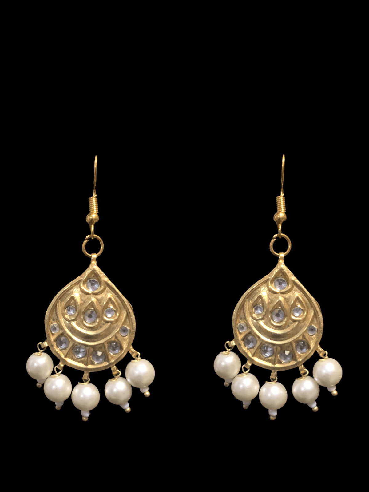 DER298 gold plated kundan Chandbali ( READY TO SHIP )