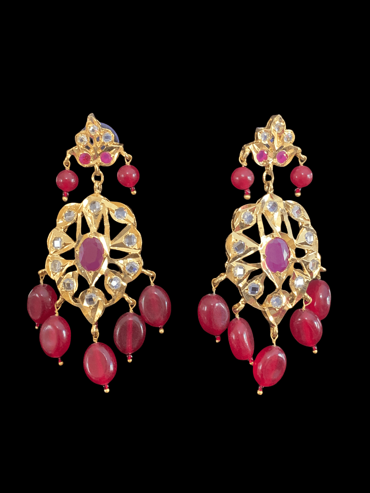 SAT25 Soha Hyderabadi five layer necklace / satlada in rubies( READY TO SHIP )