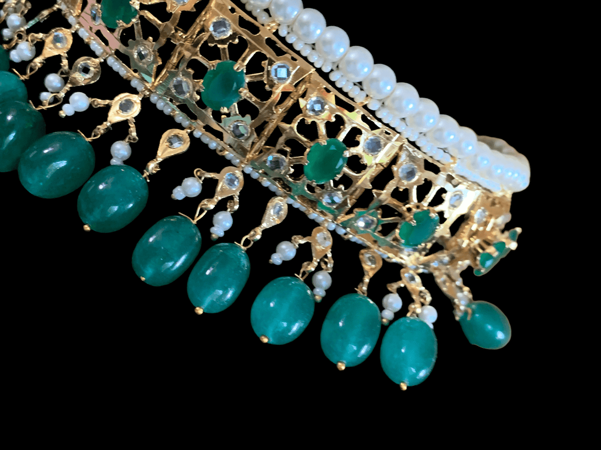 C110 jadavi lacha in emerald beads ( READY TO SHIP )