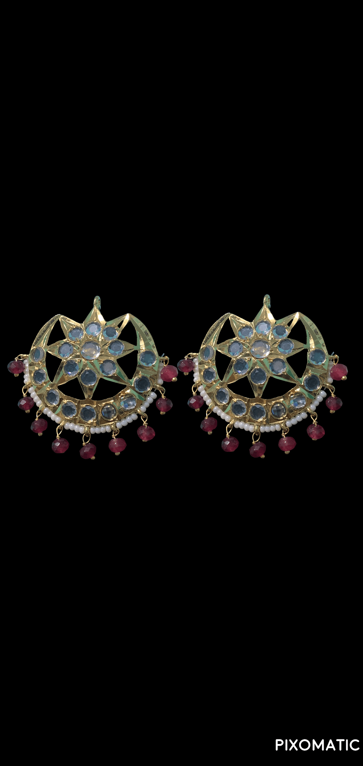 LN44 Darika Multi brooch necklace set in red / ruby beads ( READY TO SHIP )