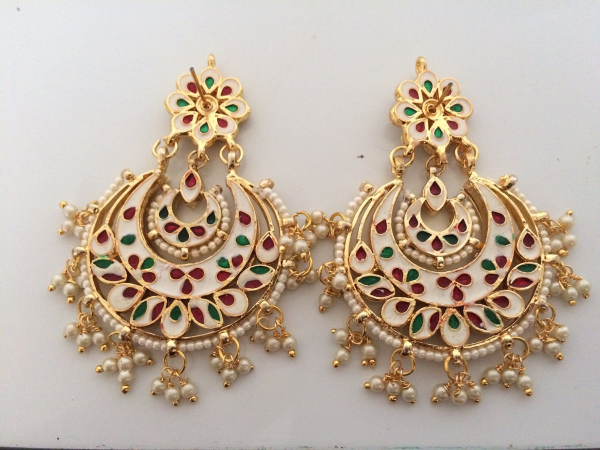 DER21 Rimsha kundan Chandbali earrings in pearls ( READY TO SHIP )