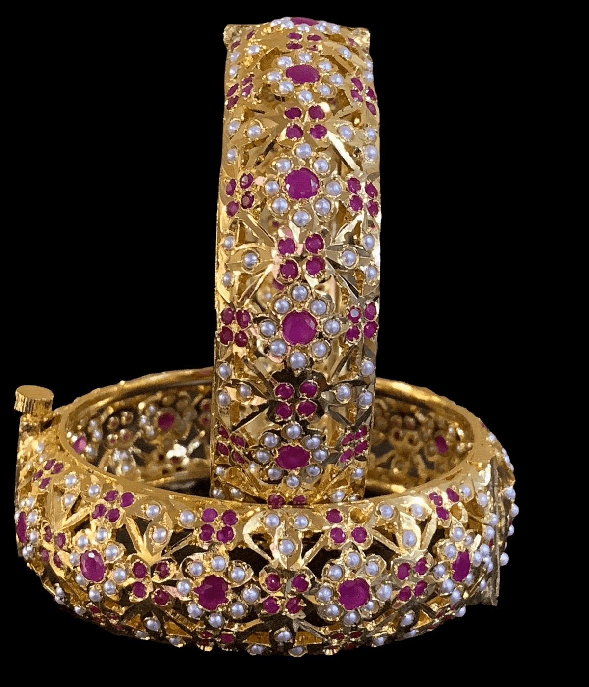 B8 Shibra bangles in ruby  one pair   ( READY TO SHIP )