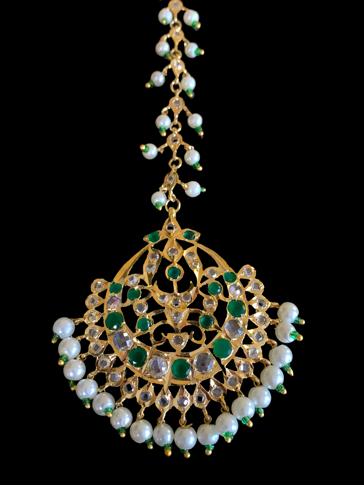 JTK32 Hira jhoomar tikka in green ( SHIPS IN 2 WEEKS )