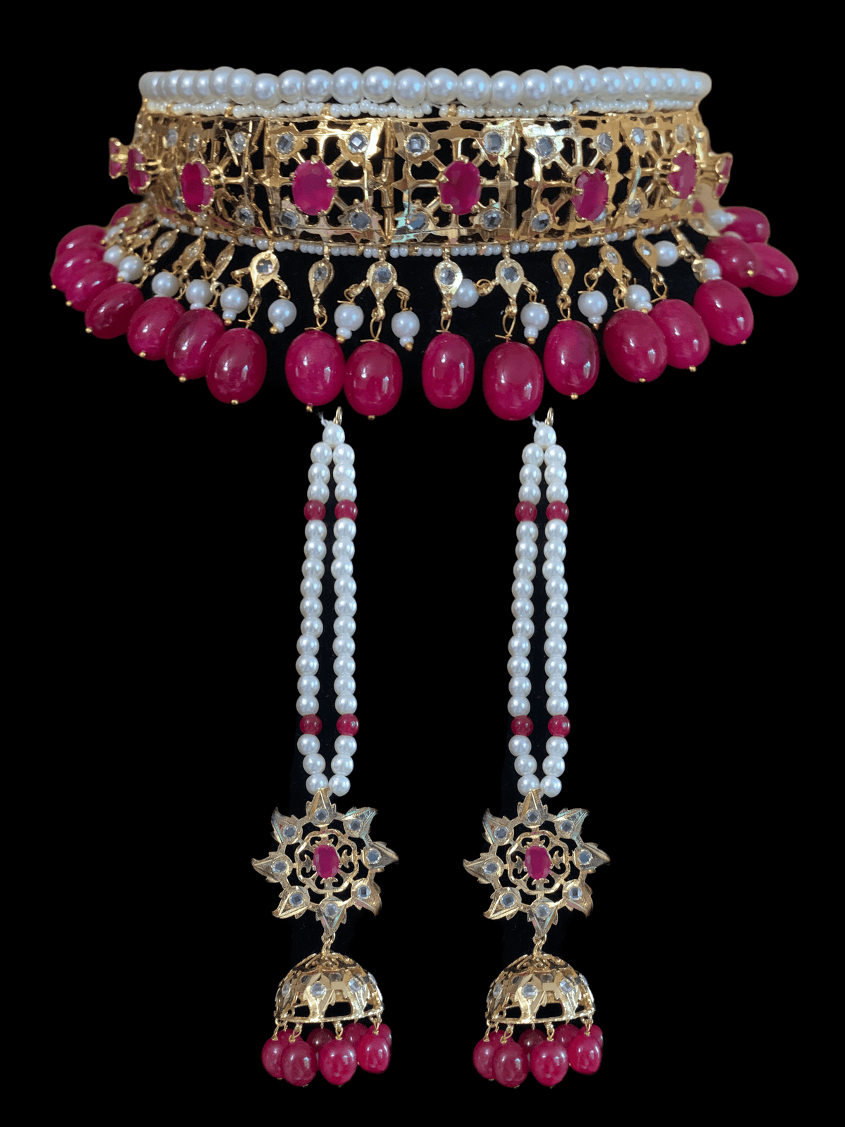 C109  Insia jadavi lacha in ruby beads (READY TO SHIP  )