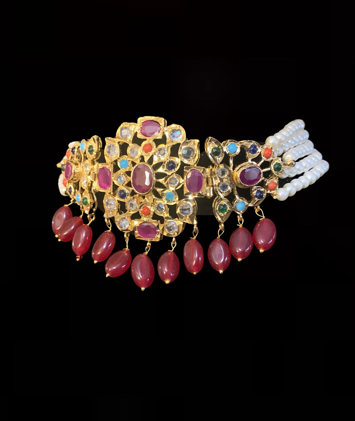 Lekha choker set in Navratan ( shell pearls  ) ( READY TO SHIP )