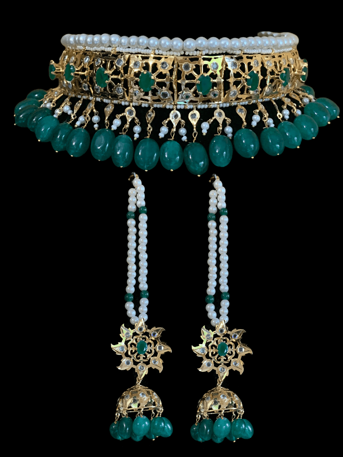 C110 jadavi lacha in emerald beads ( READY TO SHIP )