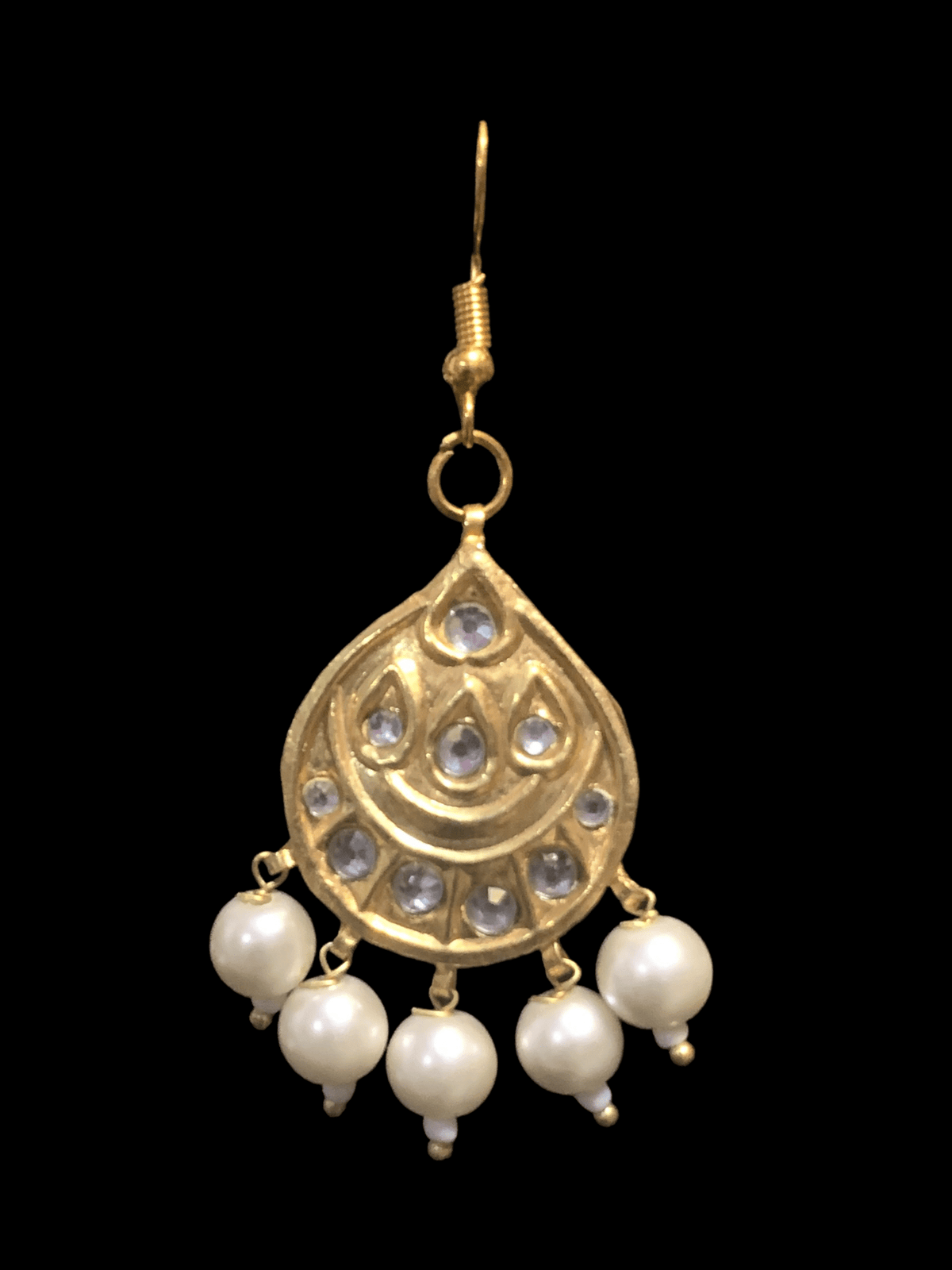 DER298 gold plated kundan Chandbali ( READY TO SHIP )