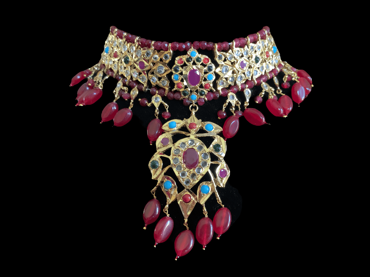 C7 Sahaj choker in Navratan ( READY TO SHIP )
