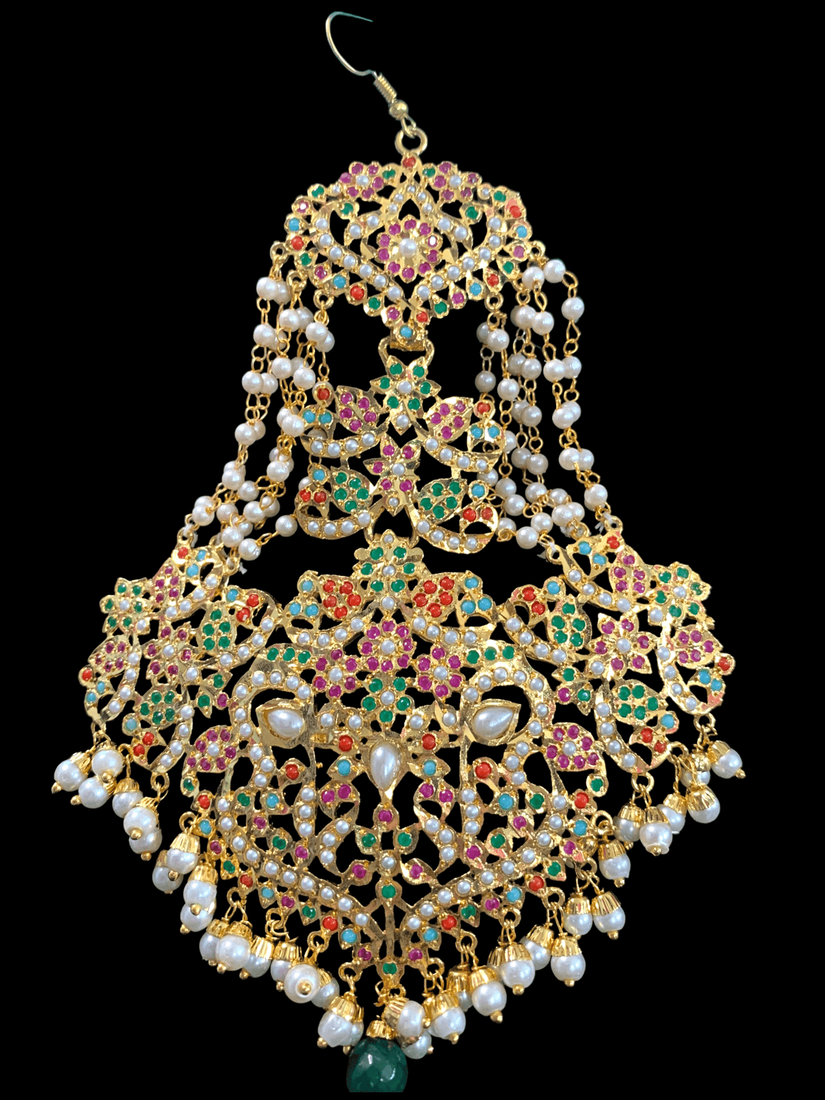 DJHR47 Neeli jadau jhoomar in Navratan  ( READY TO SHIP )