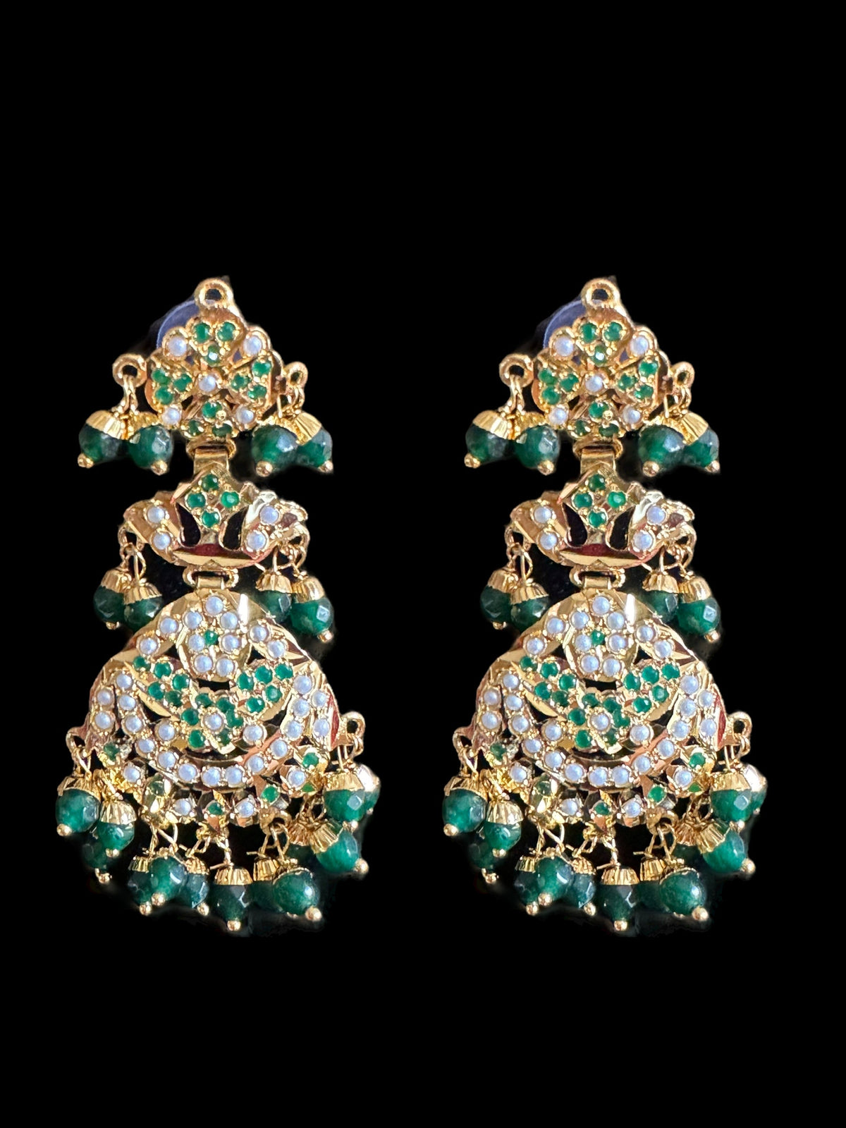 DLN9 Laiba jadau rani haar in green beads and pearls ( READY TO SHIP)