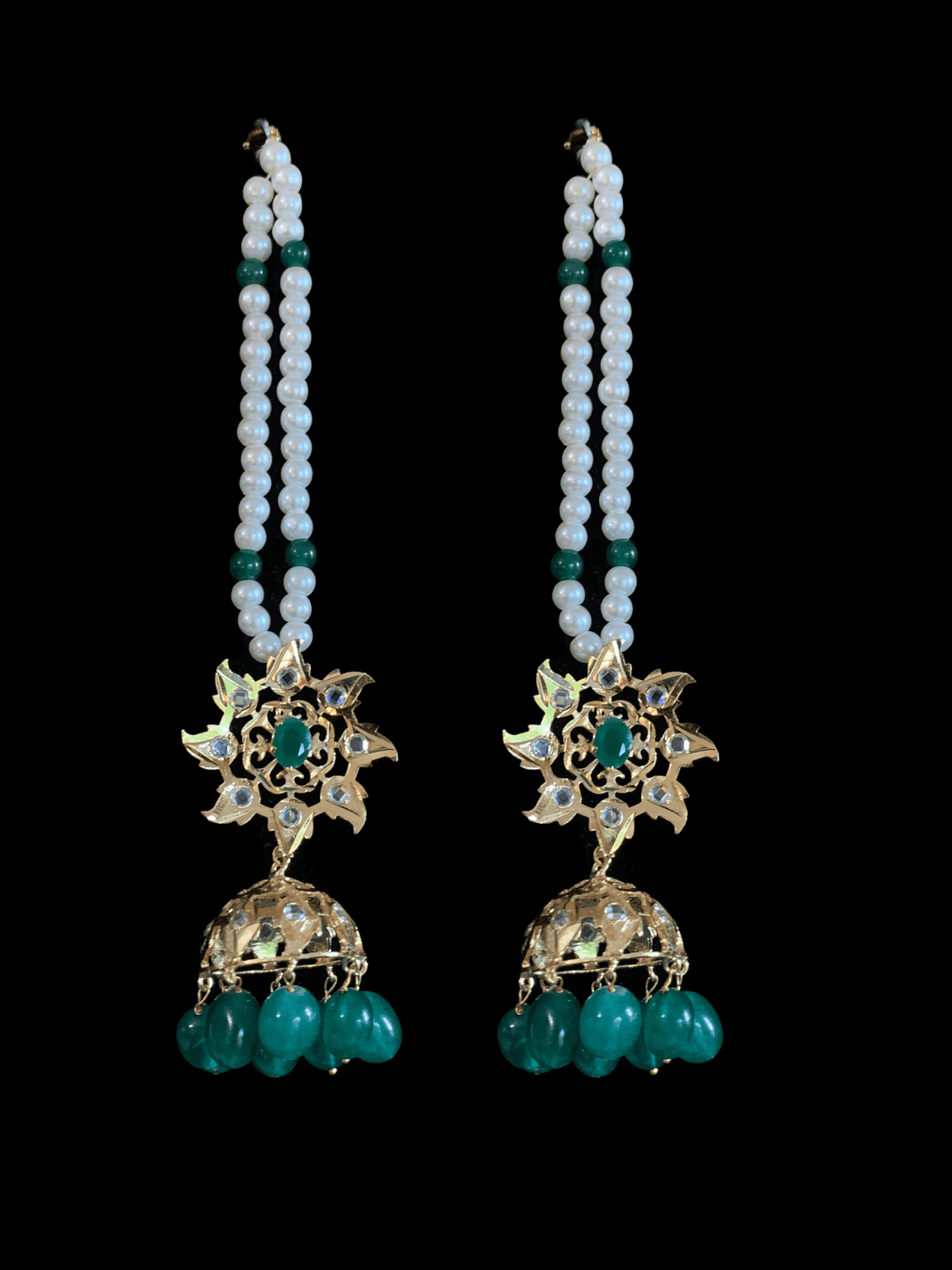 C110 jadavi lacha in emerald beads ( READY TO SHIP )