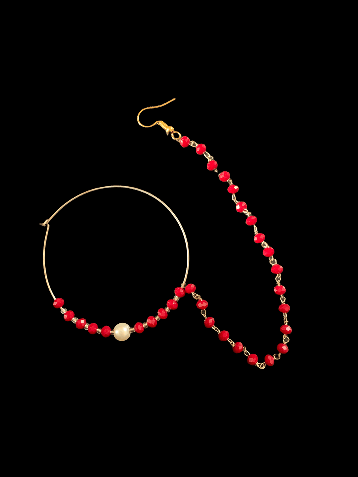 Silver plated  nosering - red( READY TO SHIP)