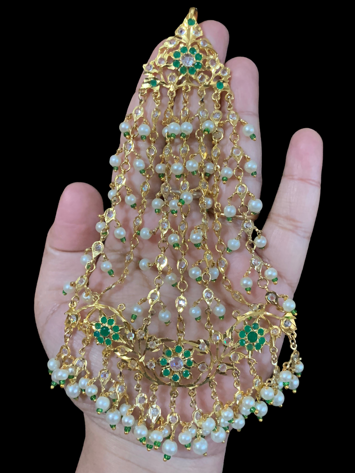 JTK32 Hira jhoomar tikka in green ( SHIPS IN 2 WEEKS )