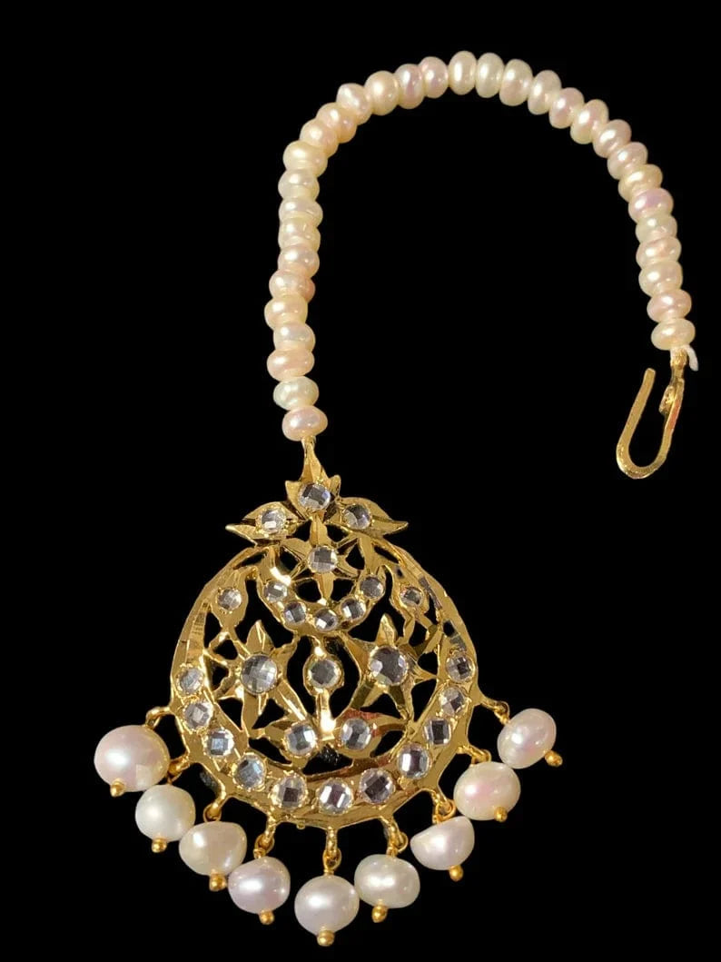DJTK59  Lahar fresh water pearl  tika   ( READY TO SHIP )