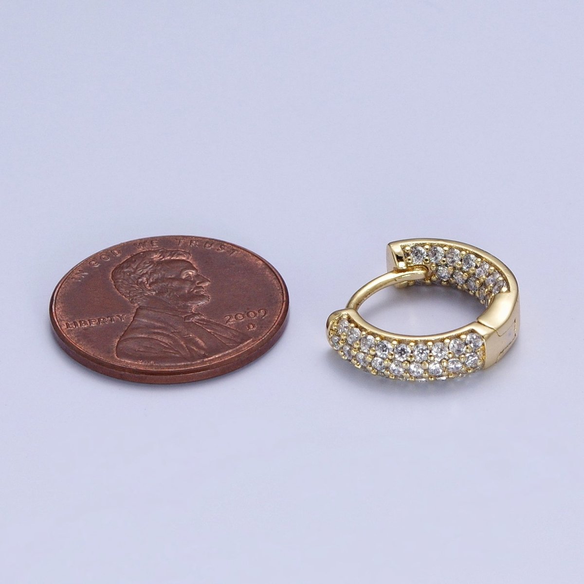 Inside Out Clear Pave CZ Hoop Earrings in Gold Lever Back Earring AD-070