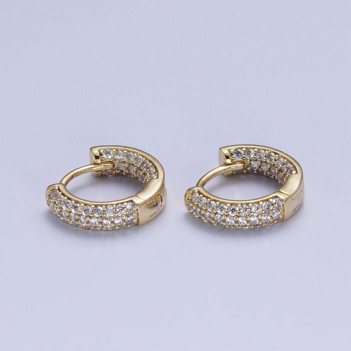 Inside Out Clear Pave CZ Hoop Earrings in Gold Lever Back Earring AD-070