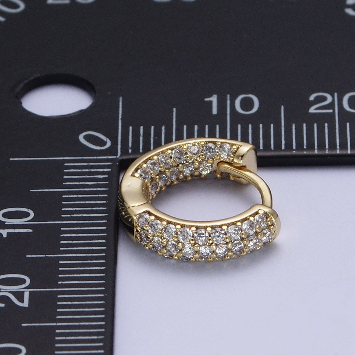 Inside Out Clear Pave CZ Hoop Earrings in Gold Lever Back Earring AD-070