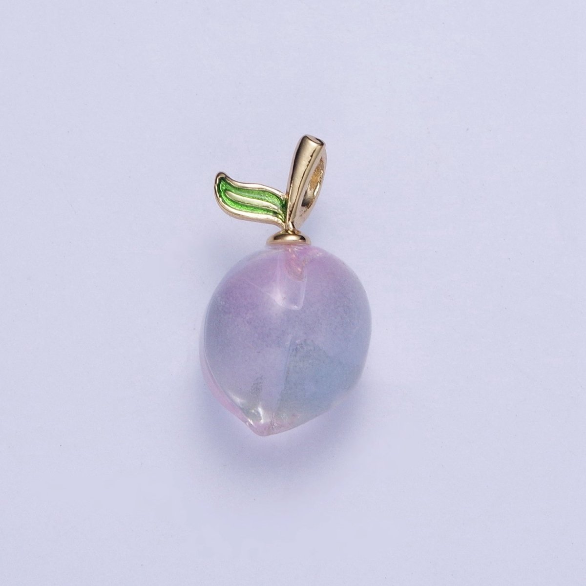 Iridescent Purple Glass Bead Nature Fruit Charm Pendant For Jewelry Making | X-187