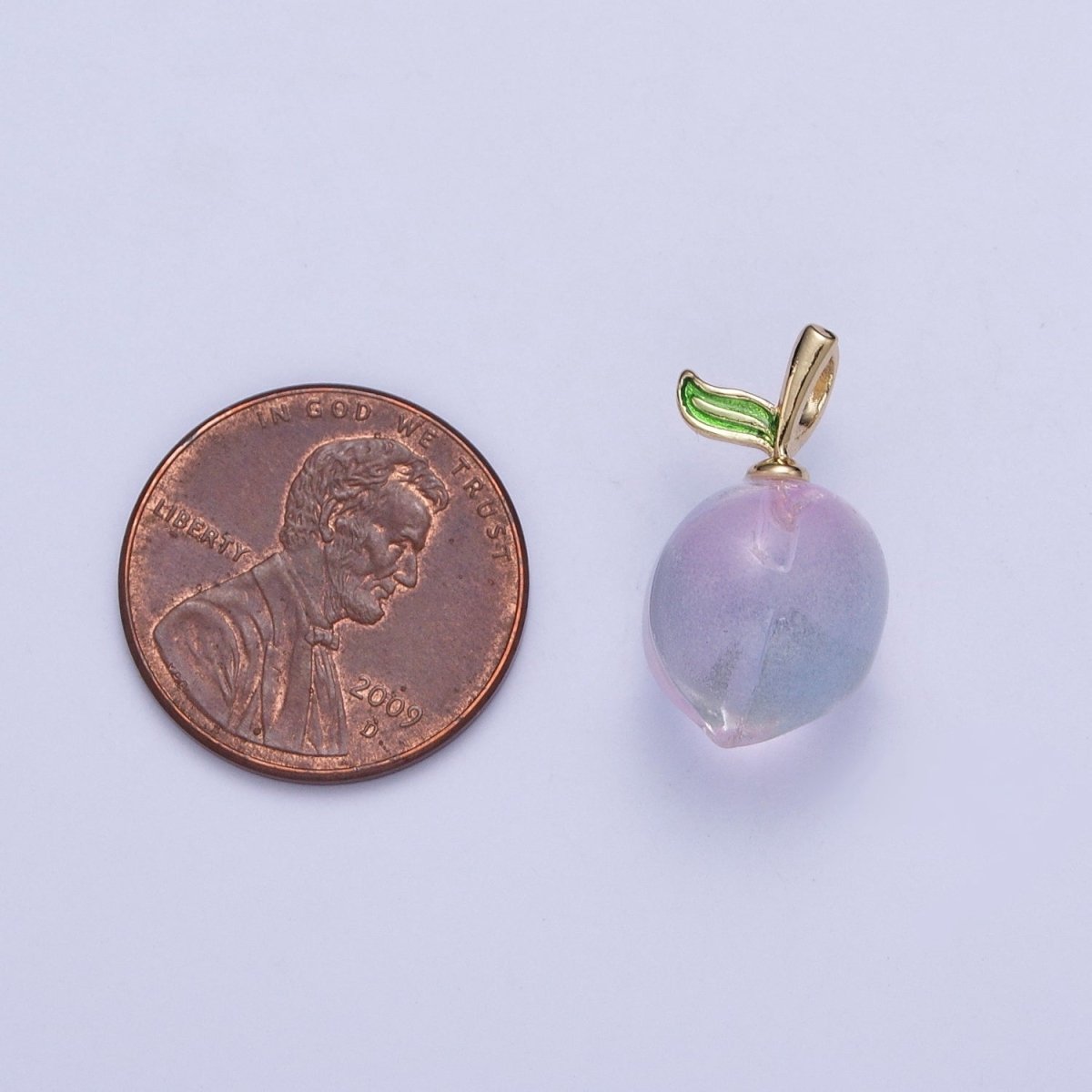 Iridescent Purple Glass Bead Nature Fruit Charm Pendant For Jewelry Making | X-187