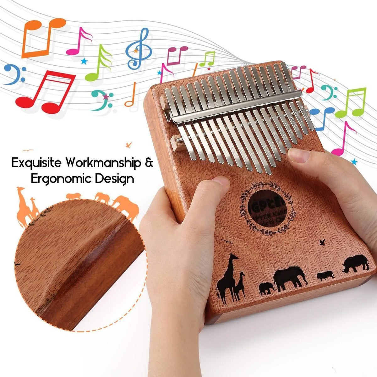 Kalimba 17 Keys Thumb Piano with Tuning Hammer and Bag