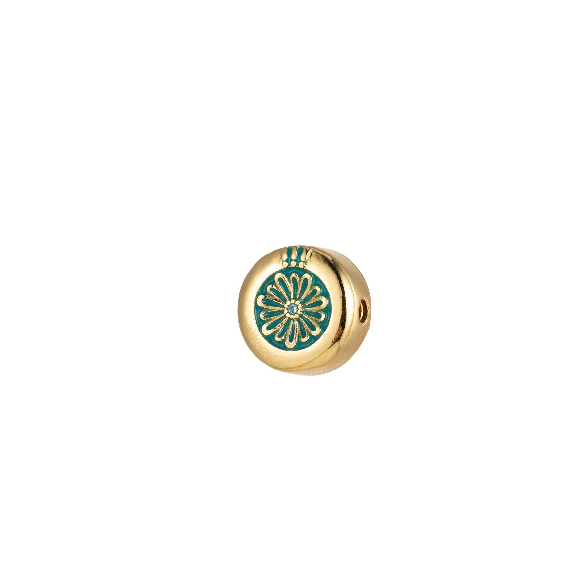 Large Hole Round Daisy Charm for Necklace Pendant Pave Beads, Flower Big Hole Spacer Beads, Large Hole Spacer Dangle Charm B-531 to B-538