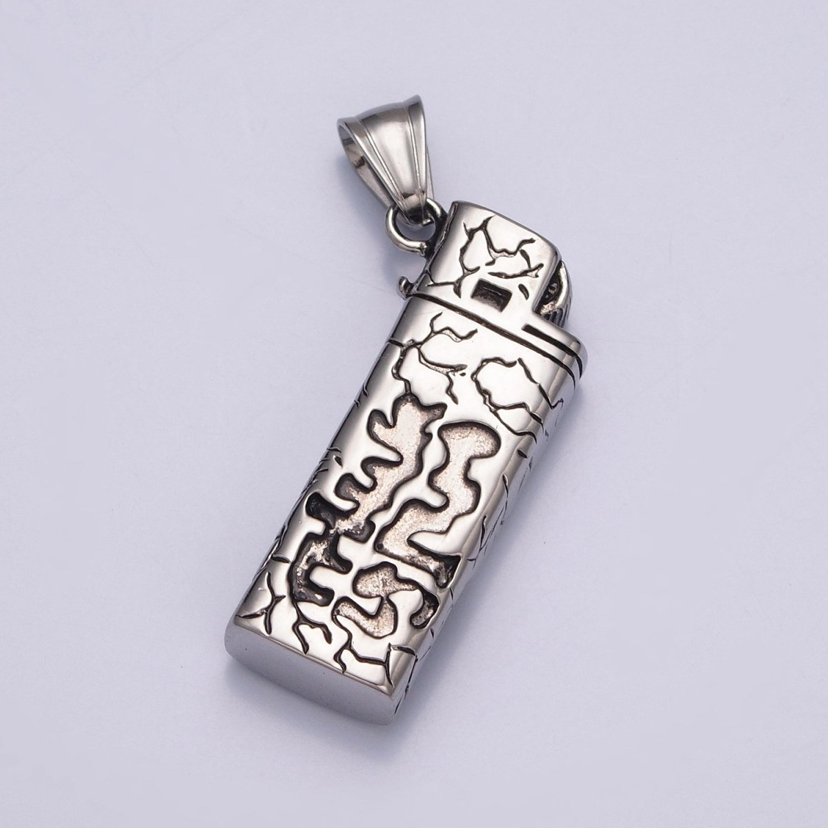 Lighter Pendant Necklace, Silver Lighter Charm Necklace for Men Jewelry X-640