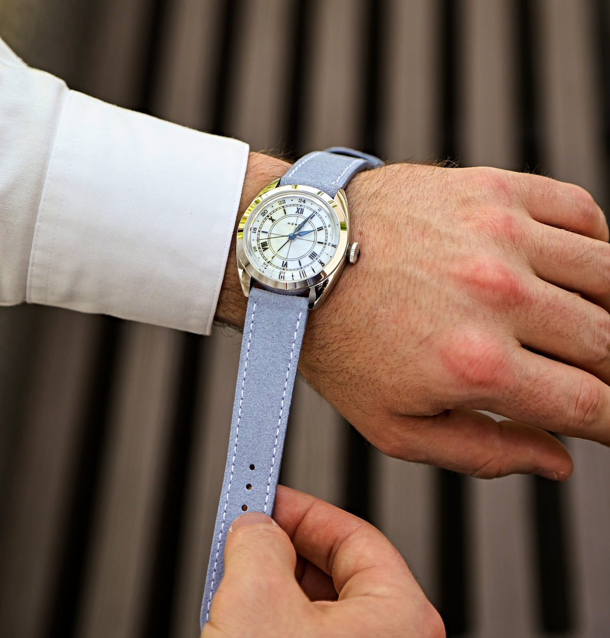Lilac Suede Leather Watch Strap 20mm