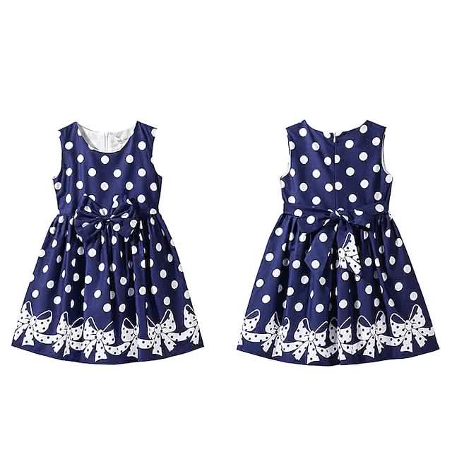 Little Girls' Dress Sundress Polka Dot Casual Lace Trims Print