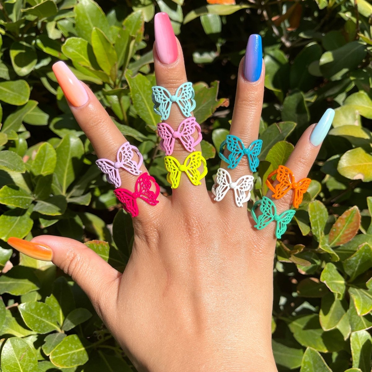 Mariposa Butterfly Ring Enamel Statement Jewelry Open Adjustable Ring Y2K Colorful Ring