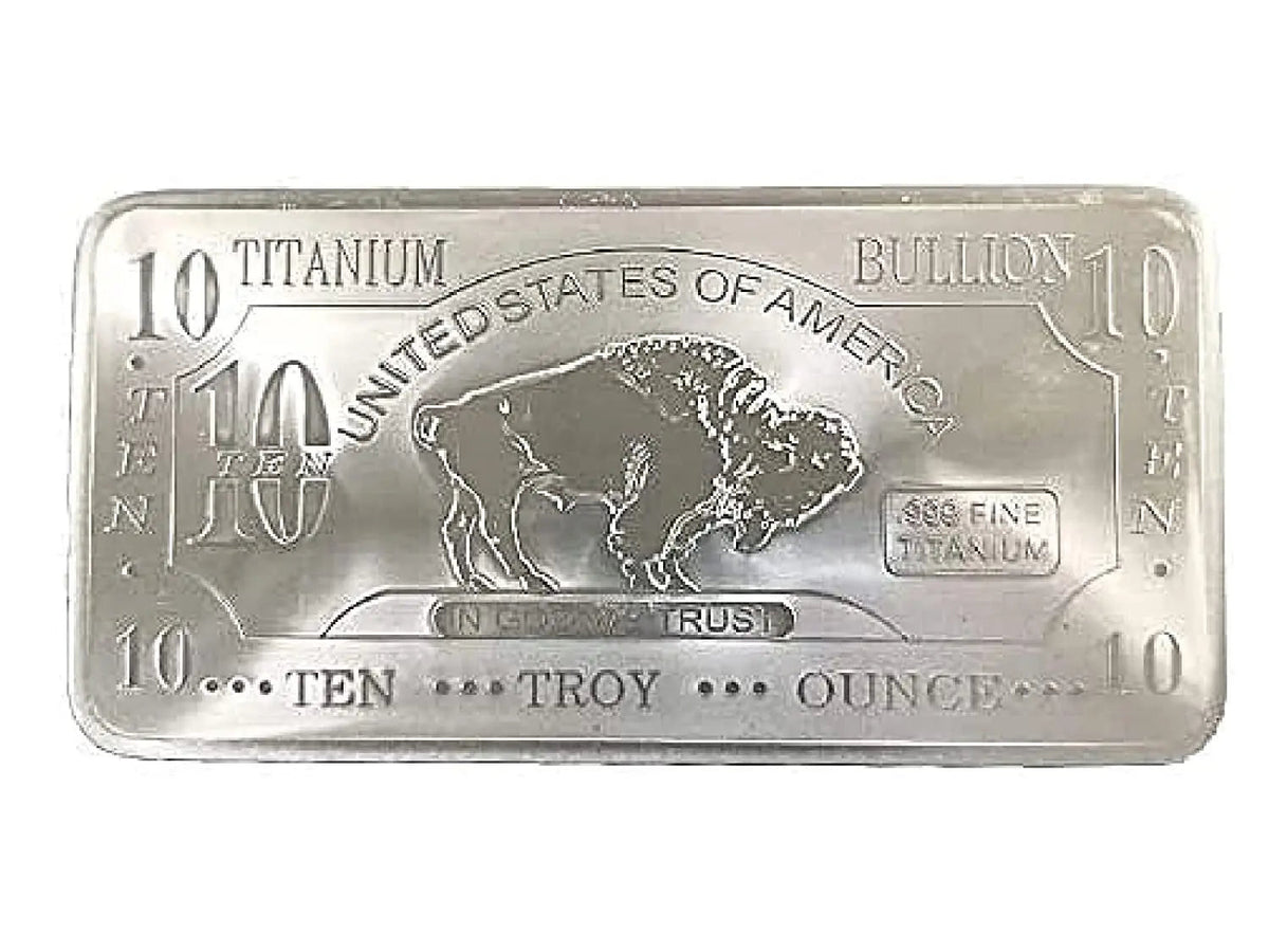 10-10 Ounce OZ 999 Fine Solid Titanium Precious Metal American Buffalo Bar Ingot Bullion Ti Element Chemistry Proof Mint Coin (Copy)