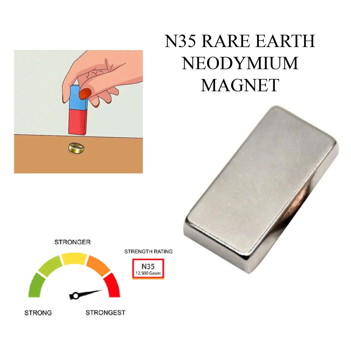 GTE Diamond Analyzer & Rare Earth Magnet Gold & Silver Testing Kit with White 2''x2'' Stone