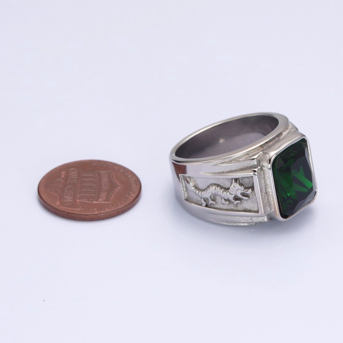 Men Signet Ring, Stainless Steel Midi Rings for Men Dragon Rings Silver Black Stone O-806~O-812