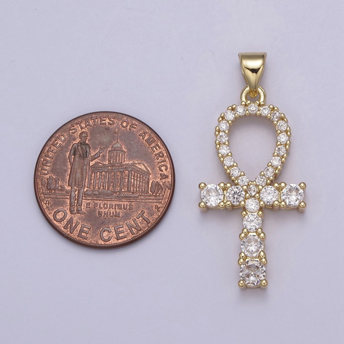 Micro Pave Ankh Pendant 14K Gold Filled Talisman Ankh Cross Charm For Wholesale and Jewelry Supplies H-724