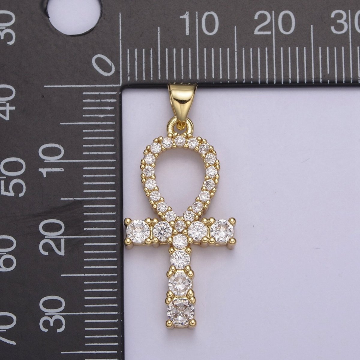 Micro Pave Ankh Pendant 14K Gold Filled Talisman Ankh Cross Charm For Wholesale and Jewelry Supplies H-724