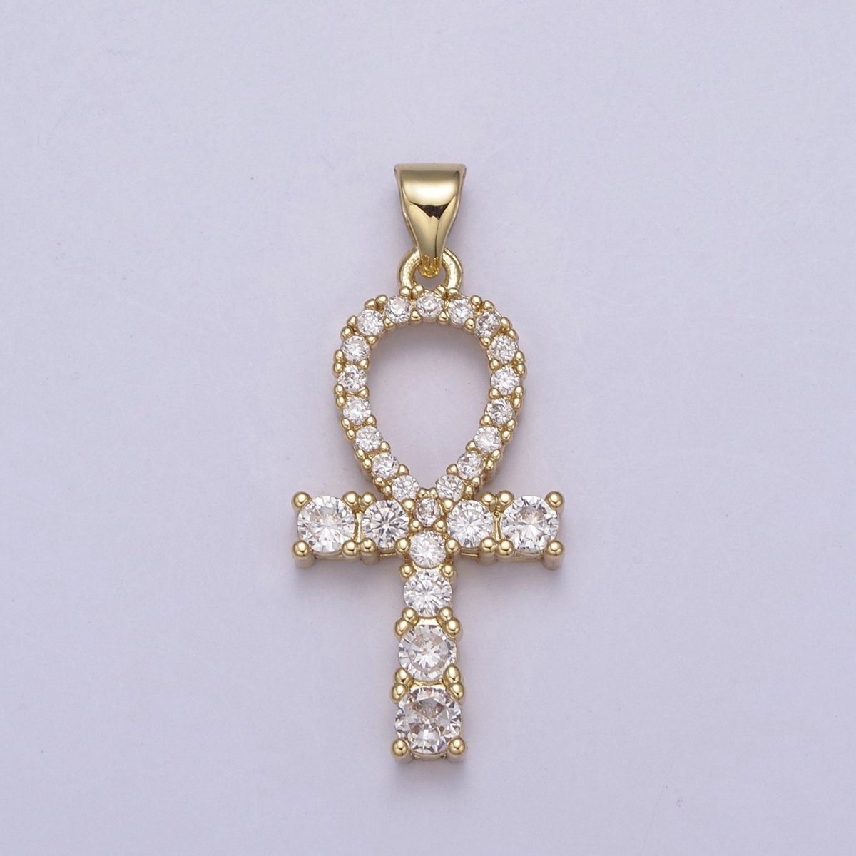 Micro Pave Ankh Pendant 14K Gold Filled Talisman Ankh Cross Charm For Wholesale and Jewelry Supplies H-724