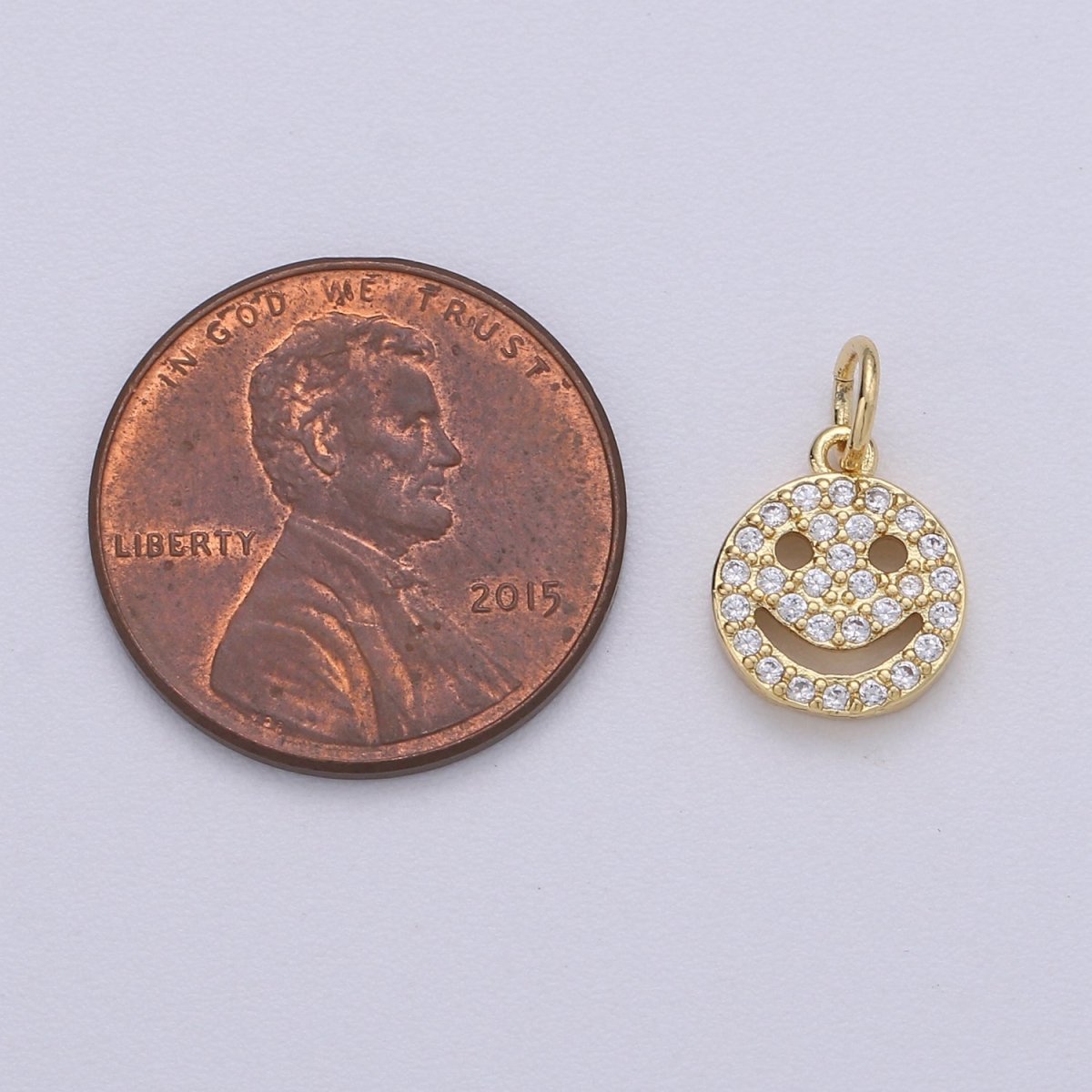 Micro Pave Charm Dainty Smile coin Mini Happy Smile pendant Gold Smiley Face 14k Gold Filled Emoji Charm Bracelet Earring Necklace Component D-667